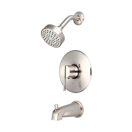 OLYMPIA FAUCETS Single Handle Tub/Shower Trim Set, Wallmount, Brushed Nickel, Style: Transitional T-2380-BN